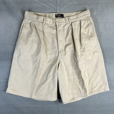 Vintage Polo Ralph Lauren Pleated Shorts Mens 31* Cream 9" Inseam USA Made 90s - Image 1 of 4