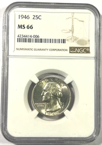 1946 Washington Silver Quarter MS66 NGC - Picture 1 of 4
