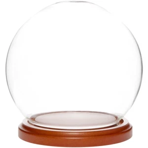 Plymor 5" x 6" Glass Display Dome Globe Cloche (Walnut MDF Base) - Picture 1 of 3