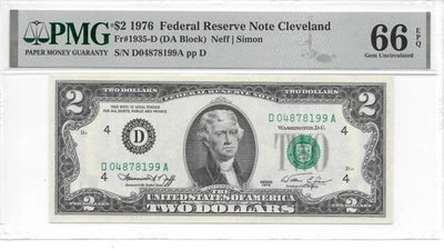 1976 Cleveland $2 FRN (DA Block) PMG 66 EPQ Gem Uncirculated - Image 1 of 2