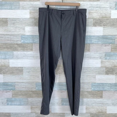 Calça de golfe IZOD frente plana tecido cinza 4 bolsos leve casual masculina 38x32 - Imagem 1 de 4