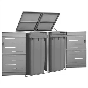 Mülltonnenbox für 2 Tonnen 138x77,5x112,5 cm Edelstahl - Bild 1 von 10