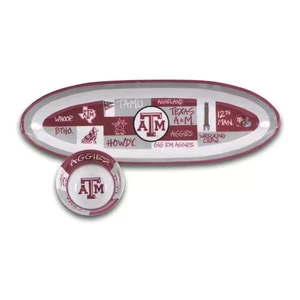 Texas Aandm 20 pollici Servizio per trucioli e dip ovale in melamina colori assortiti (set di 2) - Foto 1 di 12