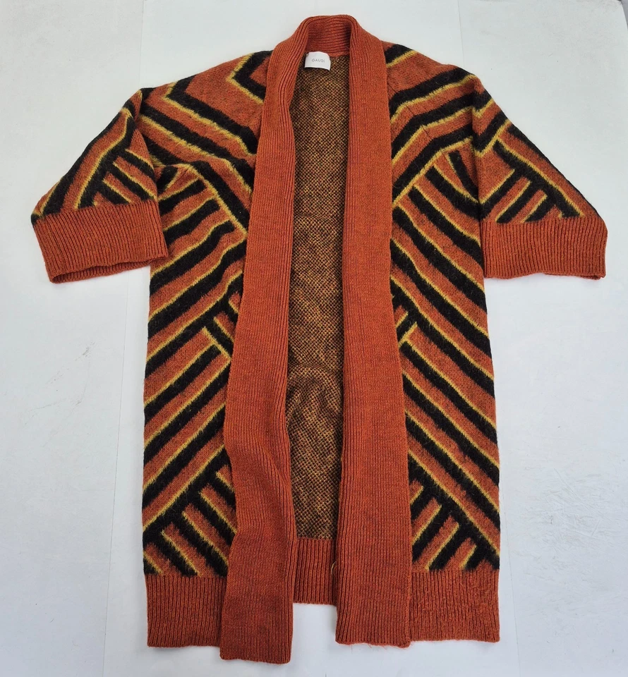 GAUDI Cardigan 18 Marrón Mujer Abierto Long Line Manga Corta Alpaca Mohair... - Imagen 1 de 4