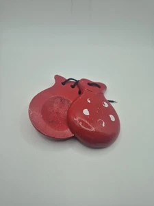 Spanish Flamenco Castanets Wood Red Hand Set - Foto 1 di 3