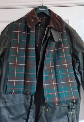 Vintage Wool Tartan Scarf Ideal For Barbour Northumbria Wax Jacket - Image 1 of 4