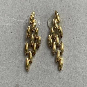 Gold Tone Dangle Drop Earrings - Picture 1 of 9