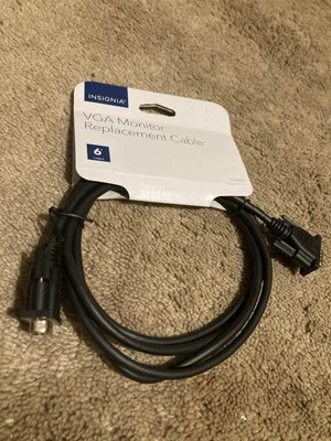 Insignia VGA Monitor Replacement 6’  Cable (Male-to-Male) NS-PV06501 New - Image 1 of 3