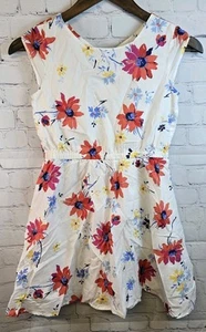 Gap Kids Floral Sleeveless Dress Sz Lg 10 Girls Keyhole Back Stretch 100% Cotton - Picture 1 of 5