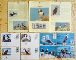WWF Isle of Man SEABIRDS inc PUFFIN 1989 SET Stamps Postcard & 1st Day Cancel - Picture 1 of 20