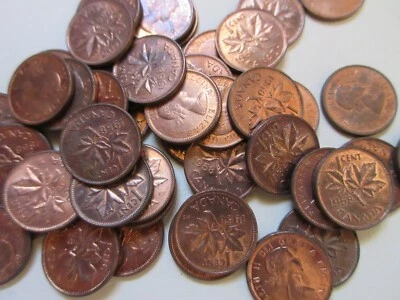Roll of 1958 Canada Small Cents UNC (50 Penny Coins). 1p 1c (R173, RP) - Image 1 of 4