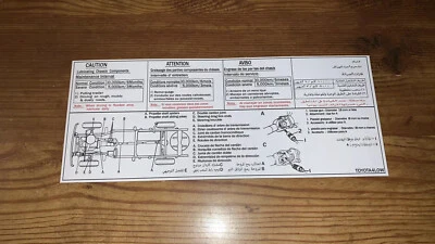 1979-1983 Axle Toyota Pickup Hilux Grease Instructions Universal World Sunvisor - Image 1 of 2