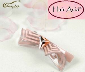 Beautiful "melted effect" pink triangle barrette by Chaplet of Paris