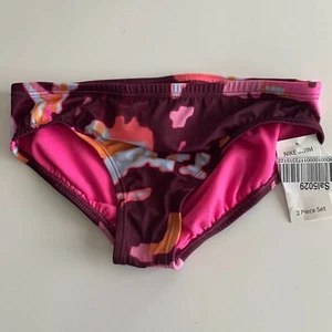 NWT! Nike Swim Girls' Sz M (10-12 yr) Bikini Bottom Burgundy - Picture 1 of 4