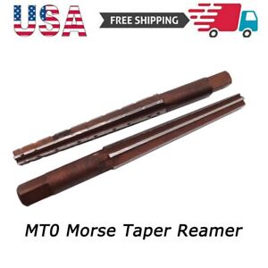 2Pack MT0 Straight Shank Morse Taper Reamer Alloy Steel Roughing + Finishing Set