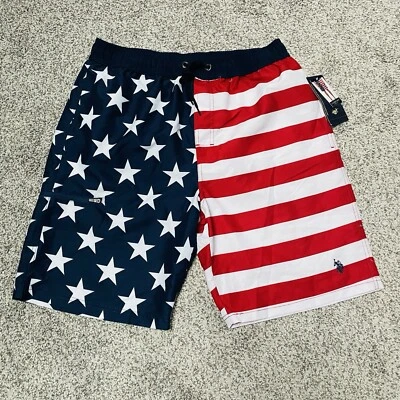 NUEVO CON ETIQUETAS US Polo Assn Estrellas Rayas EE. UU. Calzoncillos Forrados Pantalones Cortos de Natación Para Hombre Medianos Foto 1 de 4