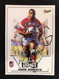 π Amos Roberts 2001 NRL IMPACT #105 Rugby League NRL SIGNATURE CARD - Picture 1 of 1