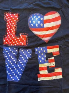 Red, And Blue Shirts for Women Girl, Love American Flag T-Shirt Black Large - Picture 1 of 2