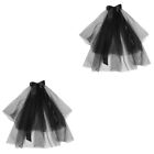 2pcs Ghost Bride Veil with Bowknot Decor Party Costume Veil for Bride Halloween