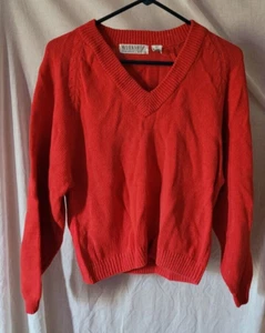 Women Workshop Fenn Wright & Manson Size Large Red Sweater V-Neck Casual Nice - Picture 1 of 6