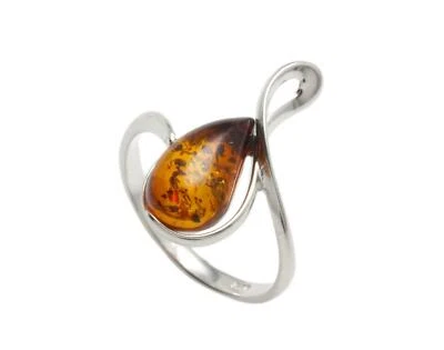 NATURAL BALTIC AMBER STERLING SILVER 925 Jewellery Gemstone RING Certified & Box - Image 1 of 4