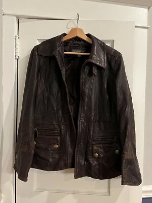 Chaqueta de cuero Moto grande vintage para mujer Foto 1 de 2