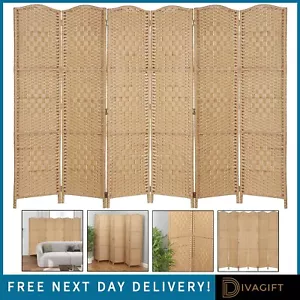 ROOM DIVIDER 6 PANEL NATURAL SOLID WEAVE WICKER FOLDING PRIVACY SCREEN PANEL NEW - Picture 1 of 16
