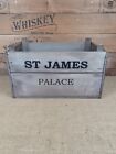 Rustic vintage style Grey wooden ST JAMES Palace Crate Box with Handle.