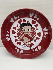 13" Betty Boop Round Advertising Tray Memorabilia Red & White w Hearts EUC - Picture 1 of 2