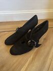 black suede trouser shoe ladies size 41 made in spain VGC Buckle