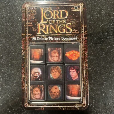 Lord of The Rings 28 Deluxe Picture Dominoes In Metal Box - RoseArt EXCELLENT - Image 1 of 2