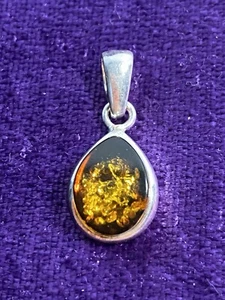 Bernstein Träne Anhänger Set in 925 Sterling Silber Neu nie getragen ohne Kette - Bild 1 von 13