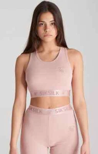 SikSilk Girls Pink Ribbed Taped Bralette 13-14 Years - Picture 1 of 6