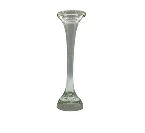 Jack In The Pulpit Studio Art Clear Glass Vase w/Controlled Bubbles In Base - Picture 1 of 12