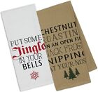 Design Imports DII Kitchen Fireside Holiday Dishtowel Set of 2 Jingle Bells NWT