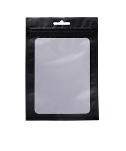 250 Pack- Smell Proof Resealable Mylar 4x6 IN Pouch Bags, Black with Window - Picture 1 of 6