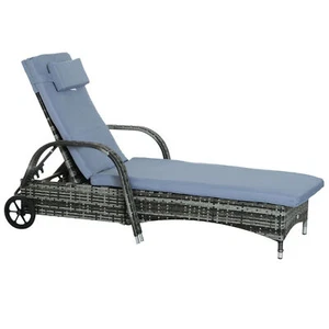Outdoor Rattan Wicker Chaise Pool Lounger Chair Patio Furniture for Outside - Picture 1 of 10