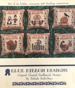 Blue Ribbon Designs Cross Stitch Chart AUTUMN WISHES 6 Fall Ornaments NEW - Picture 1 of 3