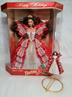 Mattel 1997 Holiday Barbie 10th Anniversary Doll # 17832 + Hallmark Ornament - image 1 of 4