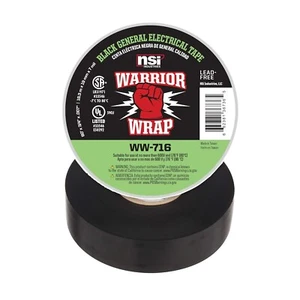 Warriorwrap General 3/4 In. X 60 Ft. 7 Mil Vinyl Electrical Tape, Black - New - Picture 1 of 24
