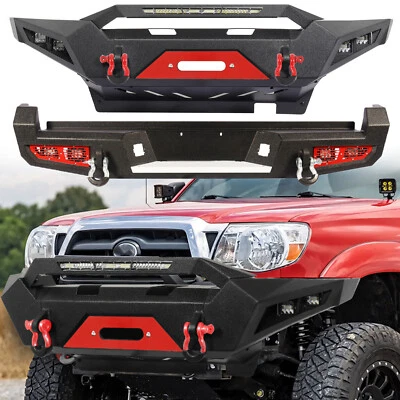 For 2005-2015 Toyota Tacoma New Front or Rear Bumper w/Winch Plate & LED Lights Foto 1 de 4