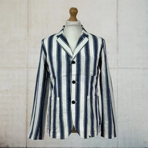 Pretty Green 55% Linen Blue & White Striped Boating Blazer Fits Medium - Imagen 1 de 22
