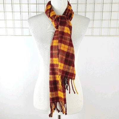 Amicale Womens Scarf Plaid Merino Wool Fringe- Unisex - Image 1 of 4