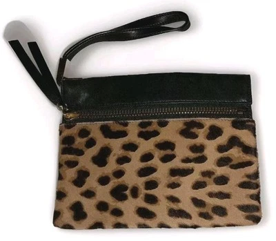 Cartera Henri Bendel de piel y cuero con estampado de leopardo 6 pulgadas, RP340 Foto 1 de 4