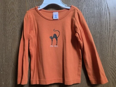 Usado en Excelente Condición Talla 3T Antiguo Azul Marino Y2K Vintage Gato Negro Halloween Naranja Camisa 2004 Foto 1 de 4
