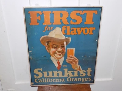 Vintage Sunkist California Oranges Cardboard Advertising Sign - Image 1 of 4