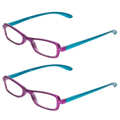 Calabria 837 Womens Metallic Reading Glasses +4.00 Purple(2 Pack)Vibrant Crystal - Image 1 of 4
