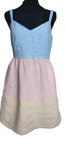 Vestido Cynthia Rowley Mujer Talla Pequeña 100% Lino Color Block - Imagen 1 de 10