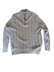 Tommy Bahama Cable Knit Sweater Gray Zip Neck Long Sleeve Preppy Grandpa Men Xxl - Picture 1 of 7