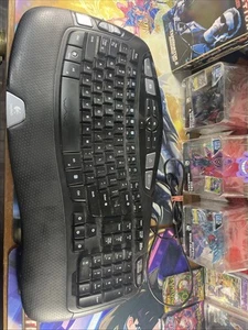Logitech Wave Y-UV90 Corded Wired Ergonomic Multimedia USB Keyboard Black Tested - Picture 1 of 6